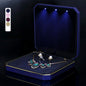HSLFUAI Necklace Box with Led Light,Jewelry Box for Necklace,Jewelry Gift Box for Wedding, Birthday, Valentine' Day, Mother'S Day, Christmas,Black Velvet Interior Necklace Box(Blue)