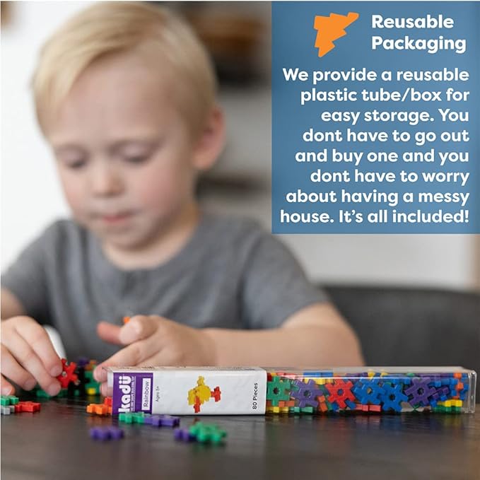 KADU Rainbow 250 Piece Set - STEM/STEAM Building + Construction Toy, for Open + Imaginative Play Ages 5+