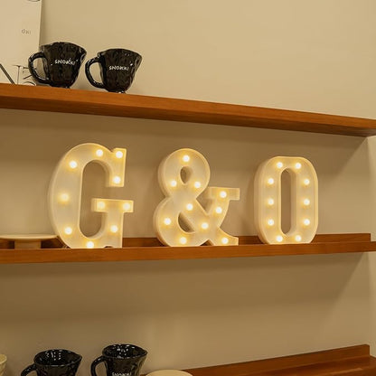 Foaky Rechargeable LED Letter Lights Sign Marquee Light Up Letters Sign for Night Light Wedding/Birthday Party Christmas Lamp Home Bar Decoration (O)