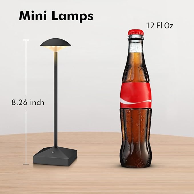 3 Pack 8.26in Black Small Cordless Table Lamps Rechargeable, Battery Operated Mini Lamp, Small Lamp Touch Portable Table Lights, LED Night Light for Bedside/Dining/Bar/Outdoor (Blcak-B)
