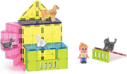 MAGNA-TILES Pet Playhouse 50-Piece Magnetic Construction Set, The Original Magnetic Building Brand