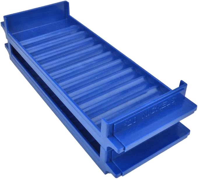 Rolled Coin Plastic Storage Tray, Nickels, Blue (1 Tray)