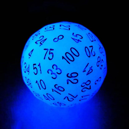 Bescon Glowing Polyhedral 100 Sided Dice - Acid Blue, Luminous D100, Glow in Dark Gaming Cube