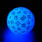 Bescon Glowing Polyhedral 100 Sided Dice - Acid Blue, Luminous D100, Glow in Dark Gaming Cube