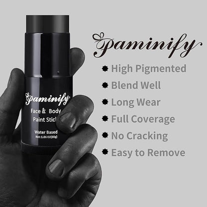 Black Face Paint Stick,Water-Based Body Paint Stick,Washable Halloween Black Foundation Face Painting for Skeleton Skull Zombie Joker Clown Goth Cat Costume,SFX Makeup for Cosplay,1.06 OZ