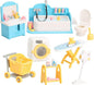 Dollhouse Furniture Set for Kids Toys Miniature Doll House Accessories Pretend Play Toys for Boys Girls & Toddlers Age 3+ with Bathroom