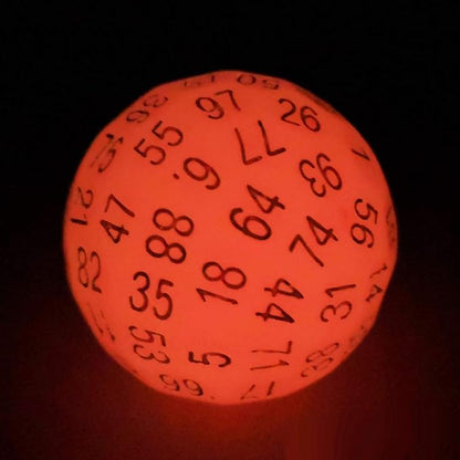 Bescon Glowing Polyhedral 100 Sides Dice Cerise Red, Luminous D100 Dice, 100 Sided Cube, Glow in Dark D100 Game Dice