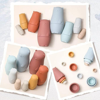 Nesting Dolls | Russian Silicone Nesting Dolls for Toddlers | Matryoshka Doll Montessori Educational Toy | Penguin Stacking Nesting Doll Toys | Gift for Kids 3 Years Up