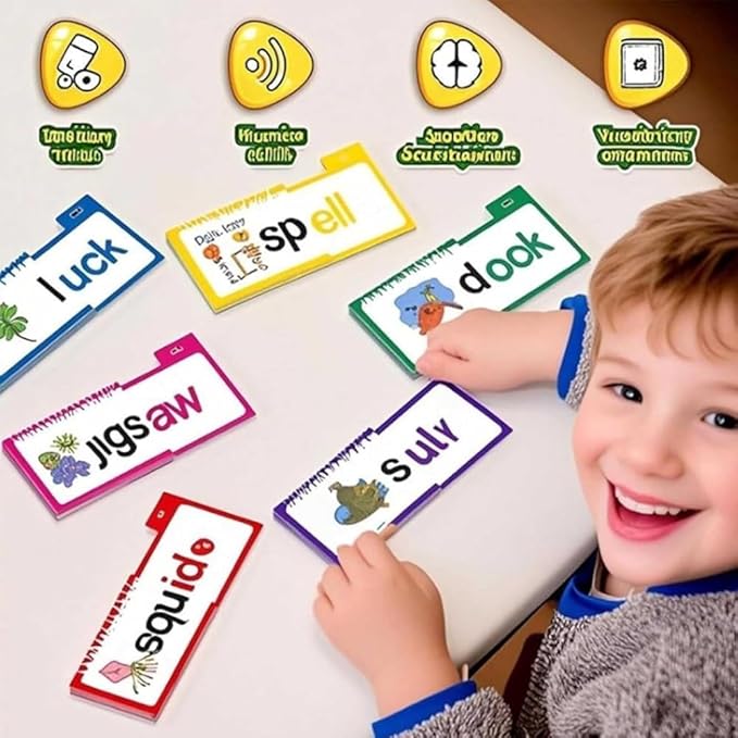 Logicalne 30 Read and Rhyme Flip Books, Word Family Flip Books Rhyming Card, Sight Words Rhyming Game, Educational Reading Book, Word ABC Vocabulary Families Flash Cards, Classroom Fun Learning(2PCS)