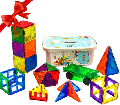 Magnetic Tiles Clear Colors Magnet Blocks for Kids Magnetic Tiles STEM Magnetic Blocks Connect Tiles Activities Magnetic Blocks for Toddlers Girls Boys Magnetic Toys