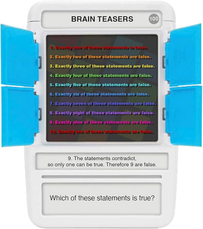 100 PICS Brain Teasers Travel Game - Solve 100 Puzzles | Flash Cards with Slide Reveal Case | Card Game, Gift, Stocking Stuffer | Hours of Fun for Kids and Adults | Age 6+