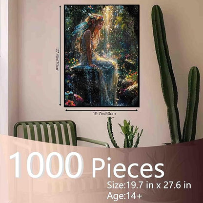 Tucocoo 1000 Piece Jigsaw Puzzles for Adults Angels in Forest Garden Painting Jigsaw Puzzle Magical Glistening Fairy 1000 Pieces Puzzles Game Smile Girl Landscape Art Wall Decor DIY Craft Puzzle Gift
