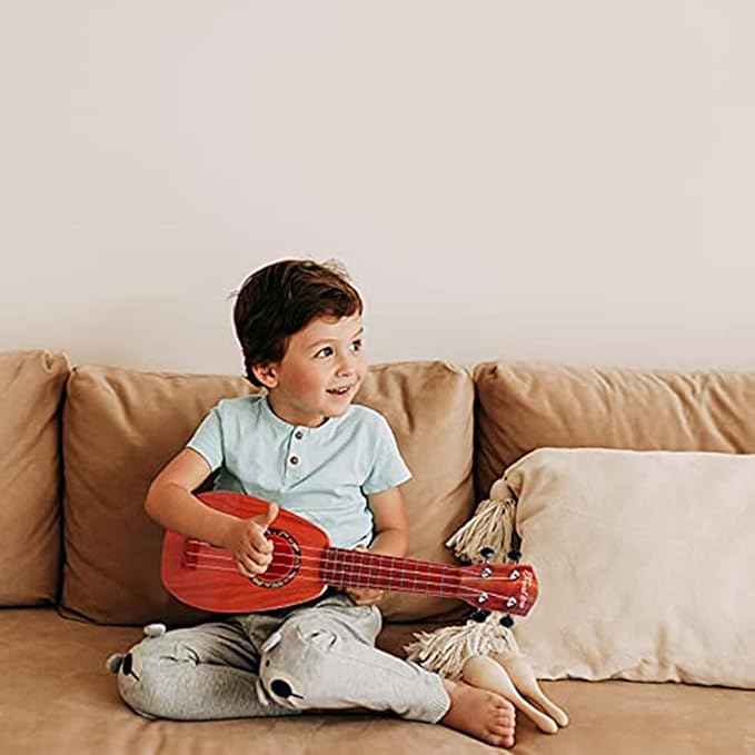 YOLOPLUS+ 17 Inch Kids Ukulele Guitar Toy 4 Strings Mini Children Musical Instruments Educational Learning Toy for Toddler Beginner Keep Tone Anti-Impact Can Play with Picks/Strap/Primary Tutorial
