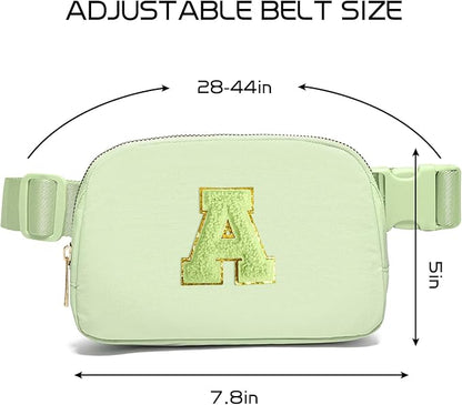 Gitus Gifts for 8 9 10 11 12 Year Old Girls Belt Bag Fanny Pack Crossbody Bags with Initial Letter Patch Cute Stuff Birthday Gifts for Teen Girls Women Personalized Trend Stuff (Light Green-A)