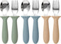 Toddler Utensils, 6 Pack kids Silverware Set with Silicone Handle, 18/8 Stainless Steel Children Safe Forks and Spoons, Dishwasher Safe