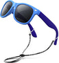 RIVBOS Kids Sunglasses Polarized UV Protection Flexible Rubber Glasses Shades with Strap for Boys Girls RBK004