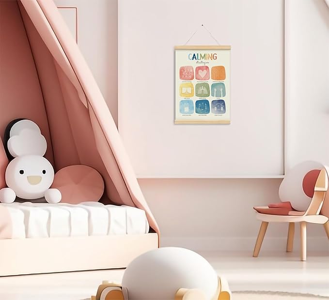 foedor Calming Corner Posters Wall Sign Decor,Calming Corner Items for Kids,Counseling Office Must Haves Poster Hanger Frame, Mental Health Wall Art for Nursery Baby Kids Girl Boy
