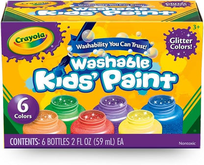 Crayola Washable Kids Paint Set (12ct), Classic and Glitter Paint for Kids, Arts & Crafts Supplies for Classrooms, Toddler Painting Kit, Gifts, Ages 3, 4, 5 [Amazon Exclusive]