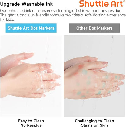 Shuttle Art Dot Markers, 30 Colors Washable for Toddlers with Free Activity Book, Bingo Daubers Supplies for Kids Preschool Children, Non Toxic Water-Based Dot Art Markers