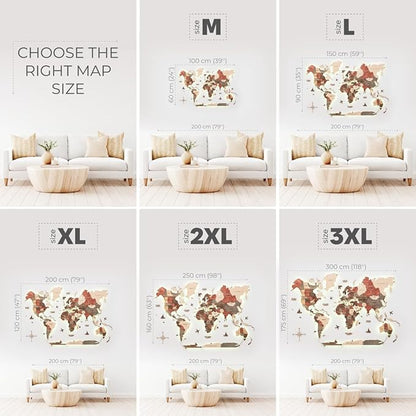Enjoy The Wood 3D Wood World Map LED 3.0 Wall Art Modern Home Decor Gifts LED Lighting Wall Decor Housewarming Gift (Fusion)