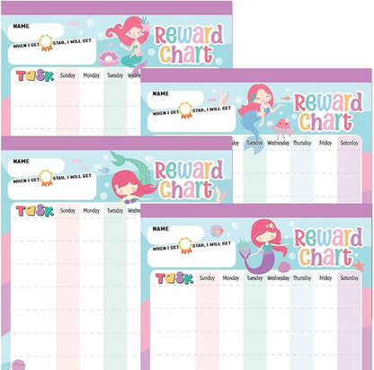 Reward Chart for Kids – Mermaid Magnetic Kids Behavior Chart, Pad with 26 Chore Charts, 1920 Star Stickers, 36 Incentive Stickers, Responsibility Chart for Kids Girls Toddlers - Kids Chore Chart