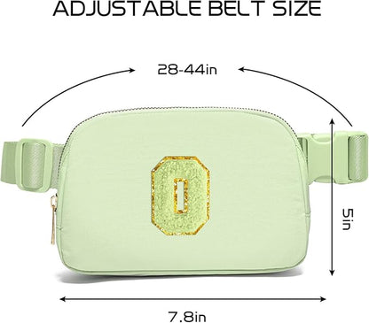 Gitus Gifts for 8 9 10 11 12 Year Old Girls Belt Bag Fanny Pack Crossbody Bags with Initial Letter Patch Cute Stuff Birthday Gifts for Teen Girls Women Personalized Trend Stuff (Light Green-O)