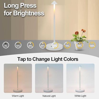 Portable LED Cordless Table Lamps 2 Pack, 5500mAh Rechargeable Battery Operated Restaurant Table Lamp, 3 Colors Mode Stepless Dimming Night Light for in/Outdoor