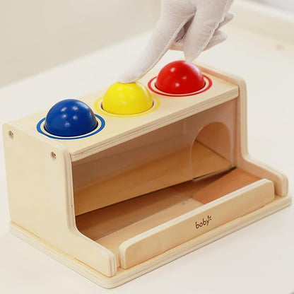 Dailyfunn Montessori Toys Object Permanence Box, Ball Tracker Drop Push Toy for Boy Girl Baby Toddler Kid Preschooler 1-3 Years Old