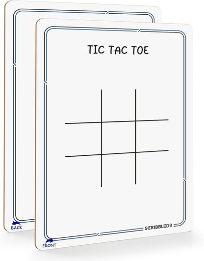 SCRIBBLEDO Tic Tac Toe Game Dry Erase Board 9x6 Inch Double-Sided Whiteboard Reusable Classroom Learning Tool Fun Drawing Writing Table Games for Seniors Small Board for Home & School