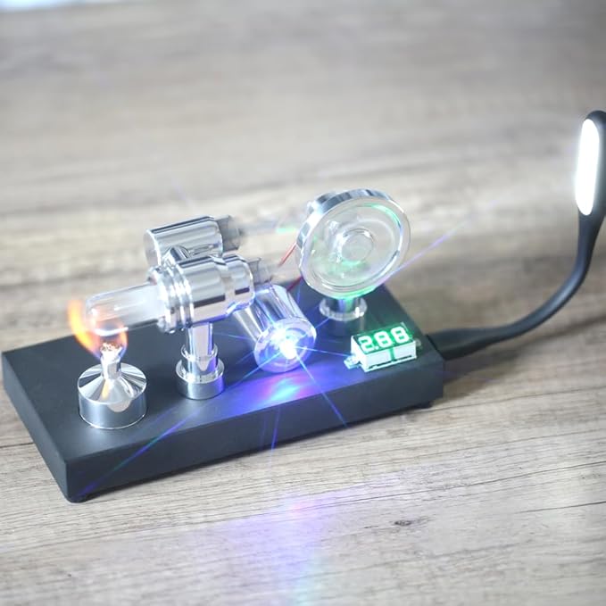 Sunnytech Hot Air Stirling Engine Motor Electricity Generator Educational Colorful LED SC (SC011)