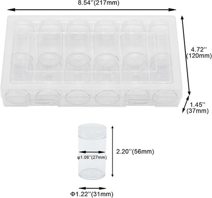 12 Pcs Round Plastic Coin Tubes with Box, Cent Nickel Dime Storage Tubes with Lid, Quarter Dollar Storage Holders Containers Coin Collecting Supplies