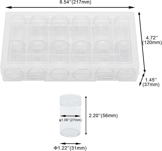 24 Pcs Round Plastic Coin Tubes with Box, Cent Nickel Dime Storage Tubes with Lid, Quarter Dollar Storage Holders Containers Coin Collecting Supplies