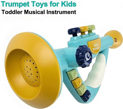 Musical Instruments Toys for Kids, Toddlers Little Trumpet and Baby Educational Toy for Girls & Boys Ages 1-3 (Blue)