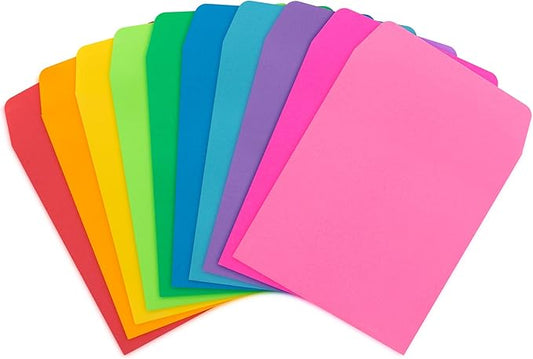 Hygloss 30 Library Card Pockets 3.5x5 Inch - Non-Adhesive Pocket Envelopes - 10 Assorted Colors - Classroom Envelope Pockets - Ideal for Organizing - Colorful Small Library Book Pocket