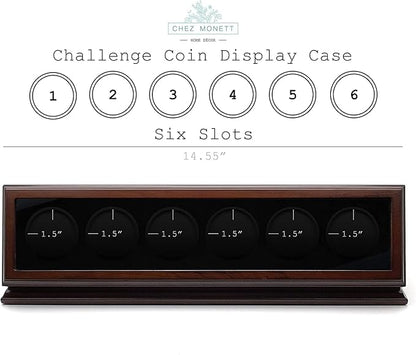 Challenge Coin Display Case 1.5-1.75 Inch 38-44.5 mm Coin Holder 1 Slot (Walnut, 6 Slots)