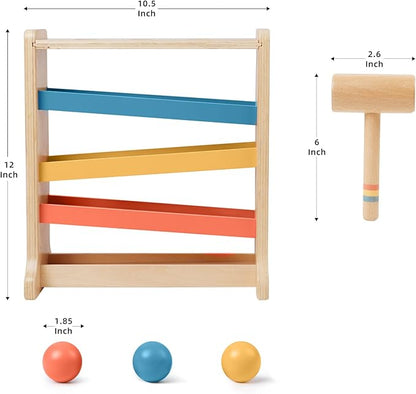 Montessori Ball Tracker, Award Winning Durable Pound A Ball Drop Toy, Early Developmental Montessori Toys, Wooden Toys for Toddlers 1-3 Year Old - Great Birthday Gift