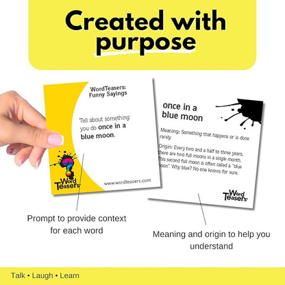 ? WORD TEASERS Funny Sayings Conversation Cards - Conversation Starters for Families - Funny Sayings Idioms Game - Funny Flash Cards & Literary Game for Kids & Adults Ages 8+ - 150 Questions