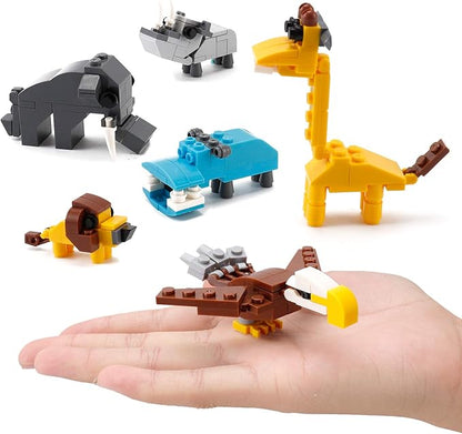 Wild Safari Toys - 12 Surprise Animal Eggs Standard Size Building Blocks STEM Toys - Educational Kids 3D Puzzle Party Favors