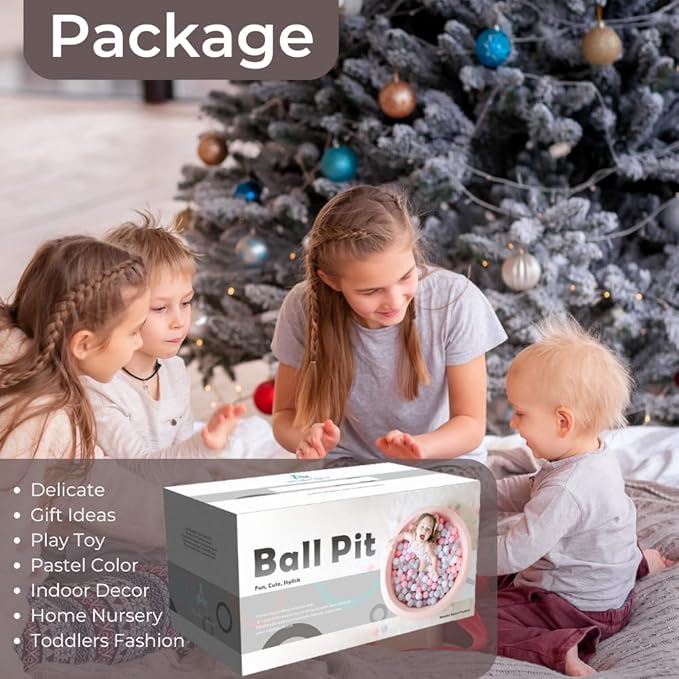 Wonder Space 47" Premium Kids Foam Ball Pit, CPSIA-Certified Safe Soft Play Pool for Toddlers, Large Spacious Round Design for 2-3 Kids, Ideal Gift for Indoor Nursery (Black)