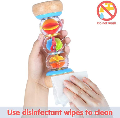Rainmaker - Montessori Baby Toys for 6-12 Months 1 Year Old, Newborn Baby Rattle Shaker Sensory Toy, 7 inch Wooden Rain Stick Baby Musical Toys for 6 7 8 9 10 Month Infant Toddlers Gift
