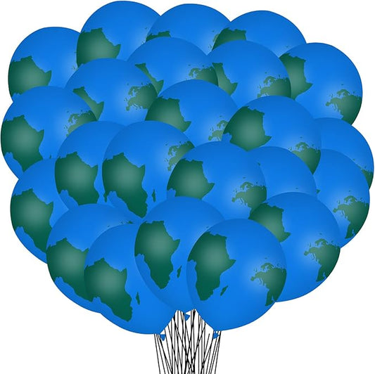 30 Pcs Earth Balloons World Map Balloons 12 Inches Globe Balloon for Birthday Space Theme Party Earth Day Decorations Gift Teaching Supplies