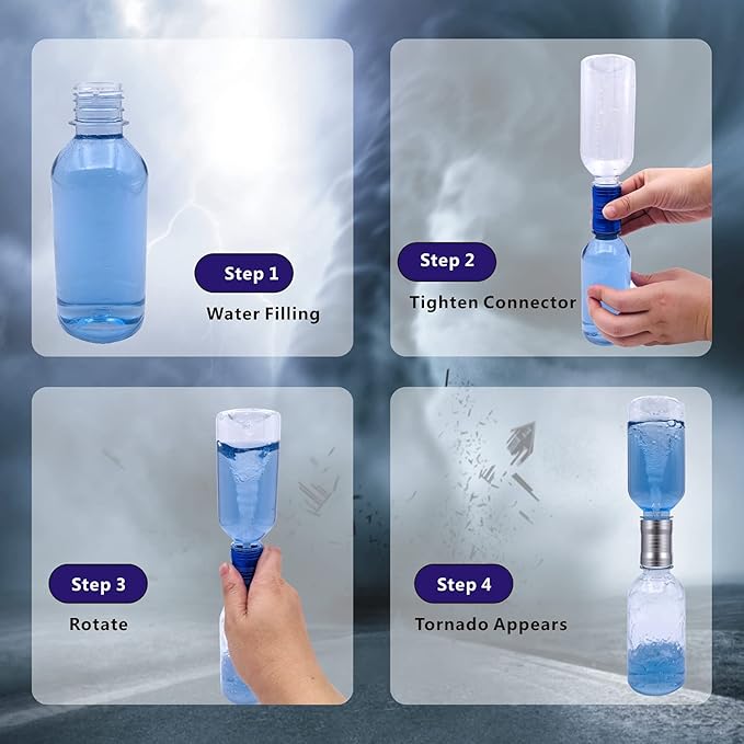 Tornado Maker, Weather Toys, Ultra-Light Aluminum Connecting Tube, Including 2 Empty Bottles, Watertight Tornado Toy, Suitable for Kids' Science Experiments (Silvery)