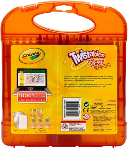 Crayola Twistables Colored Pencils Set 65 pieces (25 pencils + 40 paper sheets), Kids Drawing Kit, Portable Art Case, Kids Colored Pencils, Coloring Supplies, Gifts.