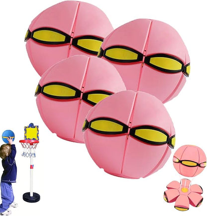 Magic Meta Ball, Children's Bouncing Ball, Magic Metaball, Magical Flying Saucer, Bouncy Balls, Parent-Child Interaction, Interactive Pop-Up Time Delay Transformation Toy Outdoor (pink-4, no lights)