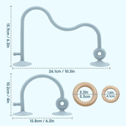 Montessori Educational Toys For Infant Toddlers, High Chair Toys With Suction Cups For Toddlers 0-6 M+ Food Grade Silicone Teething toy For Toddler 6M+, Parent-Child Baby Toy Set 12 18 M+ (Dusty Blue)