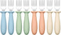 DRKIO 8 Pieces Toddler Forks Set - Baby Forks with Silicone Handle Children safe 18/8 Stainless Steel Toddler Utensils Set for Self Feeding Kids Silverware Anti-Choke Design Food Grade Dishwasher Safe