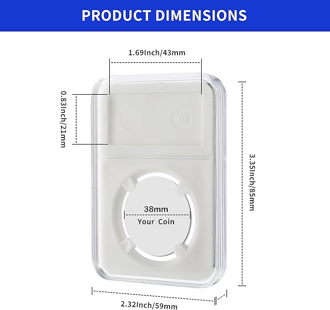 10-Pack Silver Dollar Coin Holder, 38mm Collection Coin Holder, Clear Acrylic Coin Slab Protectors and Display Case for Morgan, Peace, IKE Silver Coin, Four-Point Fixation Coin Capsules