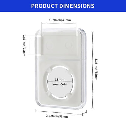 10-Pack Silver Dollar Coin Holder, 38mm Collection Coin Holder, Clear Acrylic Coin Slab Protectors and Display Case for Morgan, Peace, IKE Silver Coin, Four-Point Fixation Coin Capsules
