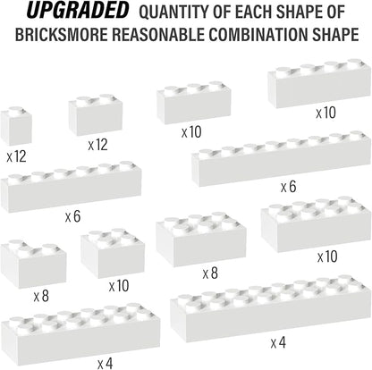 100 Piece Classic Building Blocks, Compatible with Lego, White Bricks in Bulk