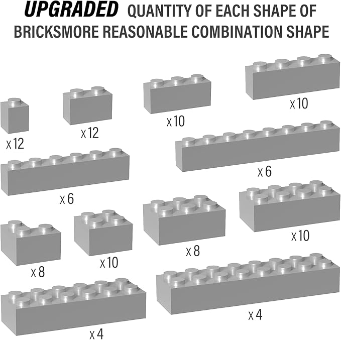 100 Piece Light Gray Bricks Bulk, 12 Size Light Grey Classic Building Blocks Bricks, Compatible with Lego Parts and Pieces(Color: Light Gray)